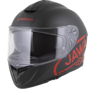 Cassida Integral GT 2.1 Jawa Solid fullface motorcykelhjelm, mat sort-blank rød