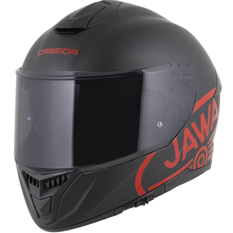 Cassida Integral GT 2.1 Jawa Solid fullface motorcykelhjelm, mat sort-blank rød