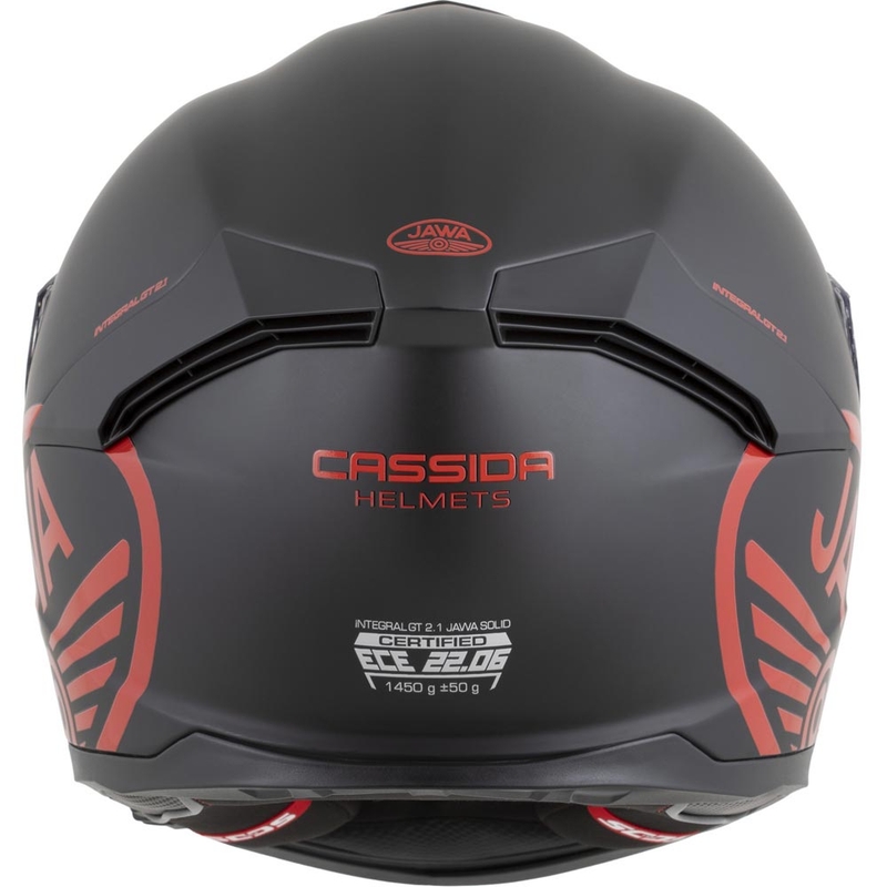 Cassida Integral GT 2.1 Jawa Solid fullface motorcykelhjelm, mat sort-blank rød
