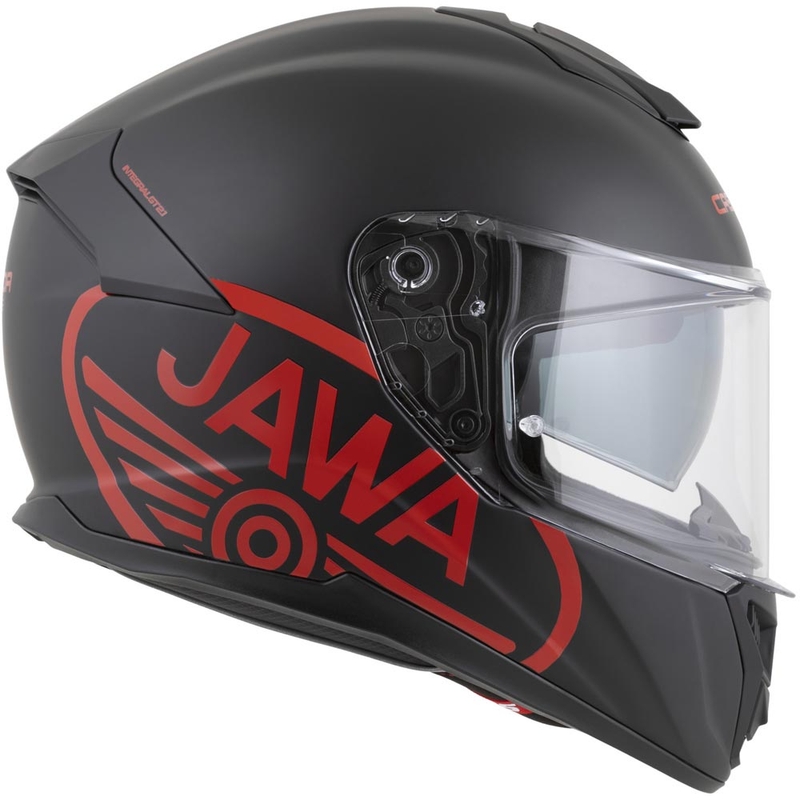 Cassida Integral GT 2.1 Jawa Solid fullface motorcykelhjelm, mat sort-blank rød