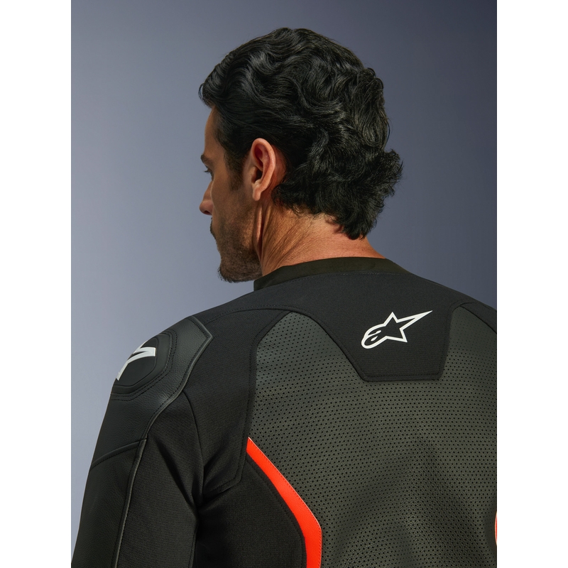 Alpinestars GP Force V2 Airflow læder motorcykeljakke sort-fluo rød-hvid