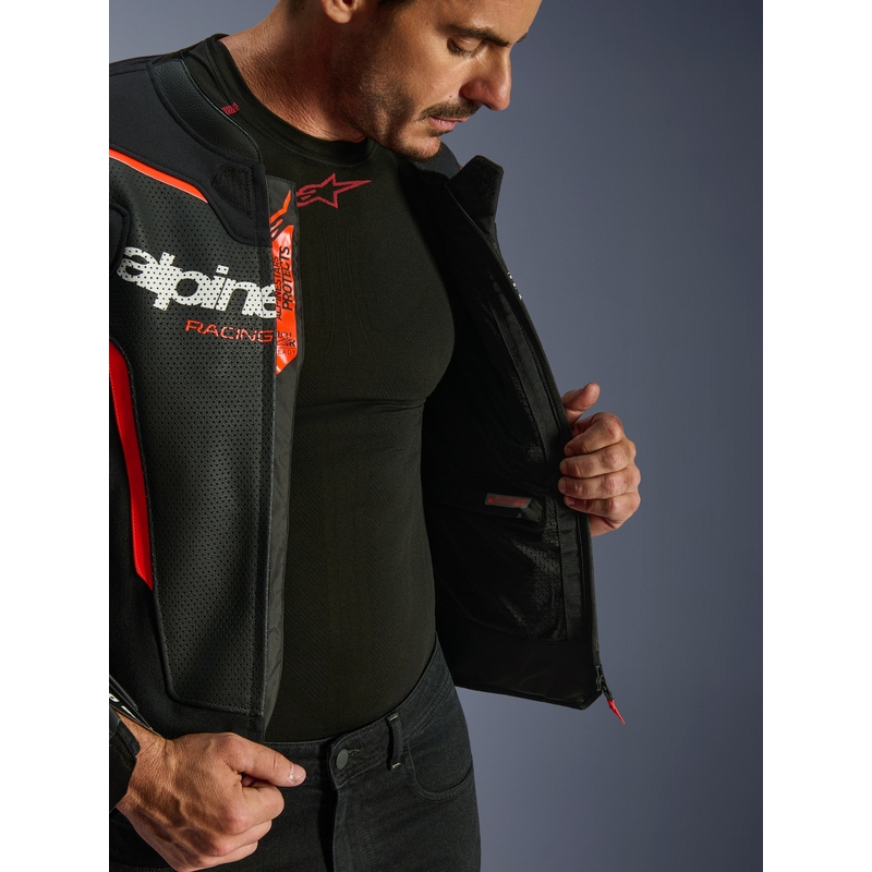 Alpinestars GP Force V2 Airflow læder motorcykeljakke sort-fluo rød-hvid
