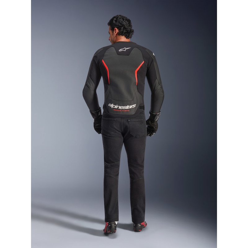 Alpinestars GP Force V2 Airflow læder motorcykeljakke sort-fluo rød-hvid