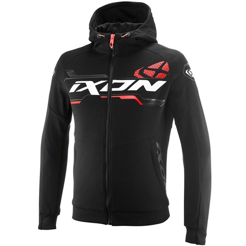 IXON Touchdown Ultra motorcykelsweatshirt sort-hvid-rød