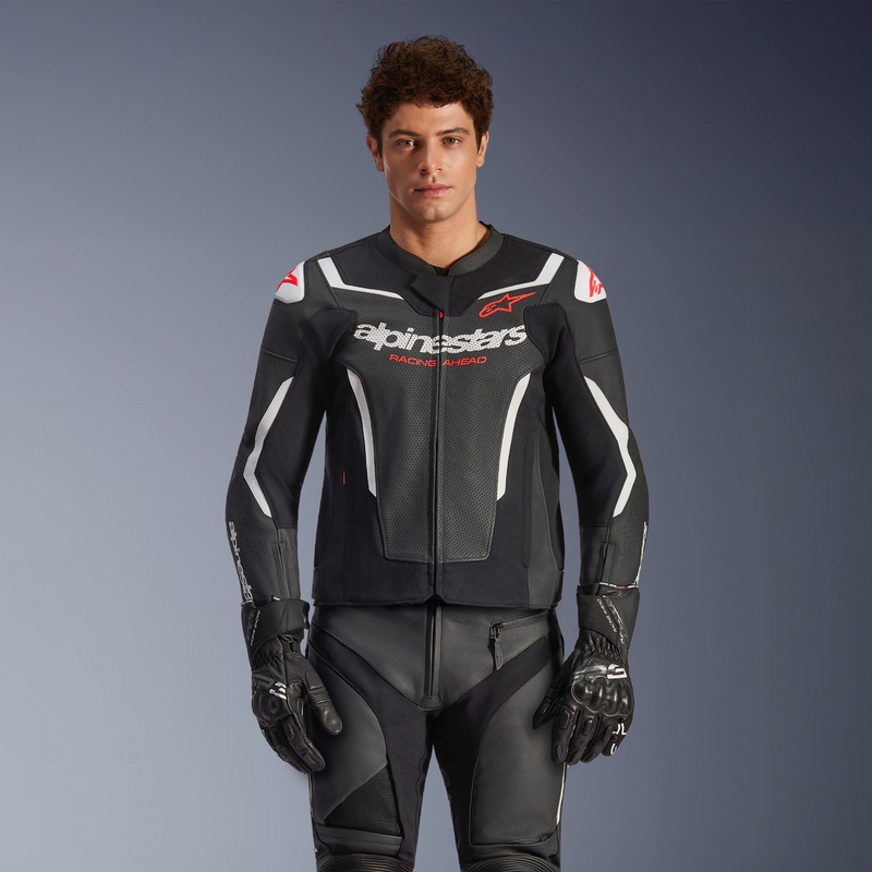 Alpinestars GP Force V2 Airflow læder motorcykeljakke sort/hvid