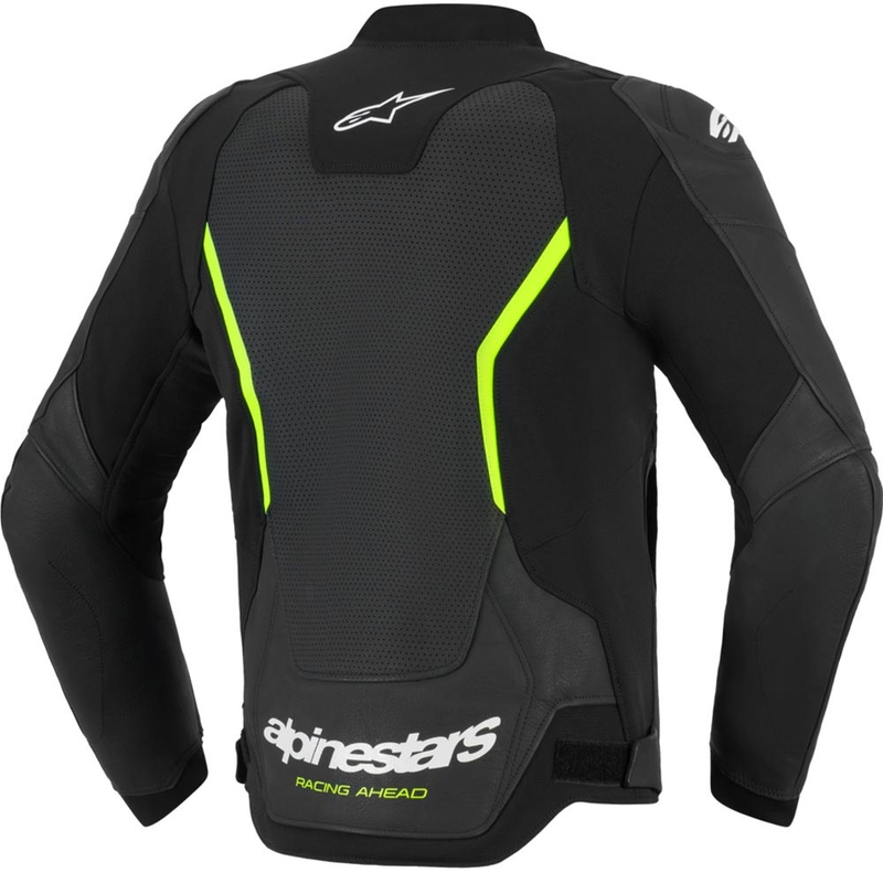 Alpinestars GP Force V2 Airflow læder motorcykeljakke sort-fluo gul