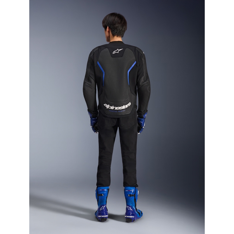 Alpinestars GP Force V2 Airflow læder motorcykeljakke sort-metallisk blå