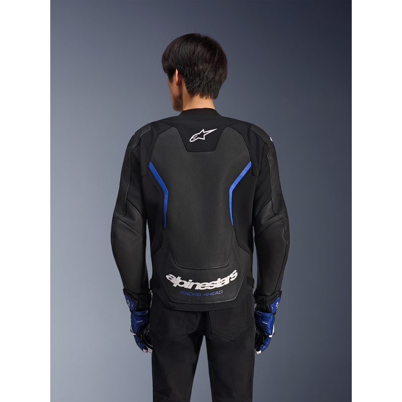 Alpinestars GP Force V2 Airflow læder motorcykeljakke sort-metallisk blå