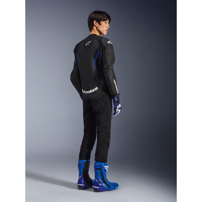 Alpinestars GP Force V2 Airflow læder motorcykeljakke sort-metallisk blå