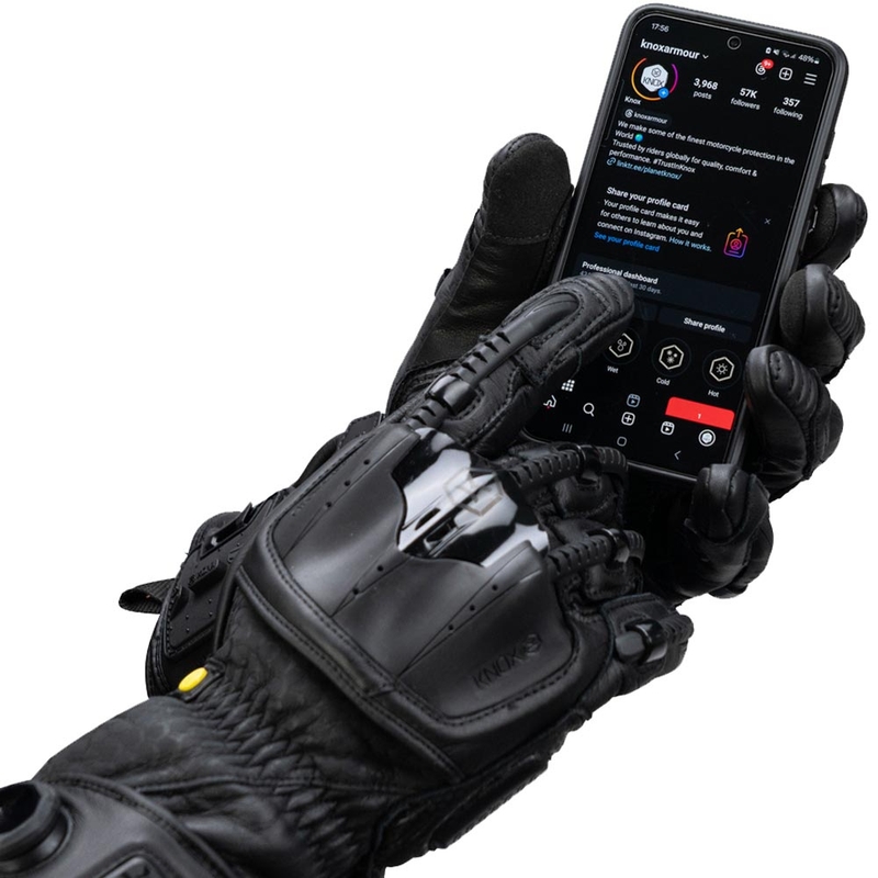 Motorcykelhandsker Knox Handroid All Black Mk5, Sort