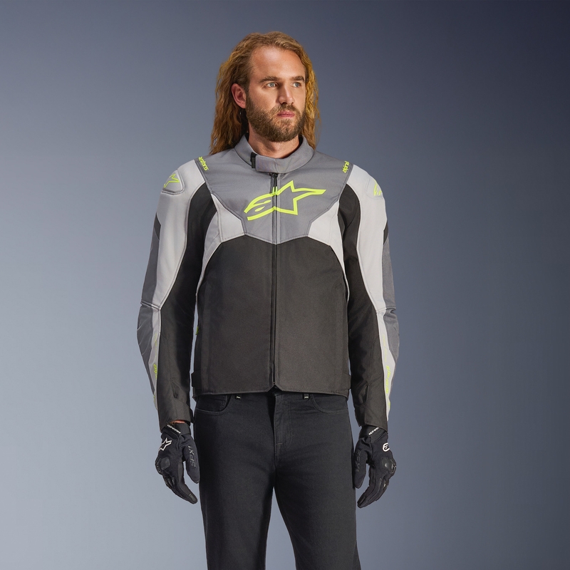Motorcykeljakke Alpinestars T-JAWS V4 Vandtæt, Sort/Lysegrå/Grå