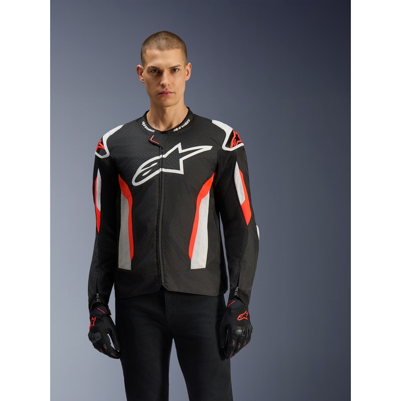 Alpinestars T-GP AIR motorcykeljakke sort-fluo rød