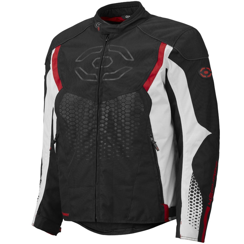 4SQUARE Sportster Dart motorcykeljakke sort-hvid-rød
