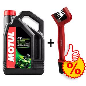 Motul 5100 Ester 10W-40 4L Oliesæt + Kæderensebørste