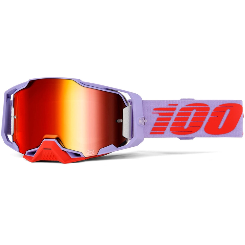 100% Armega Fausto motocrossbriller med rød plexiglas