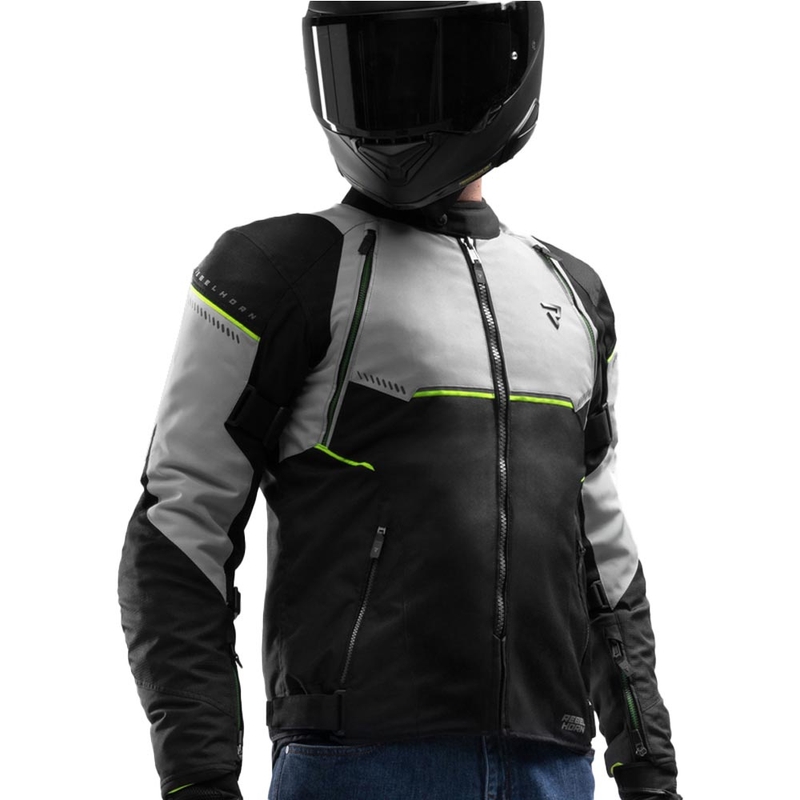 Rebelhorn Swift motorcykeljakke lysegrå-fluo gul