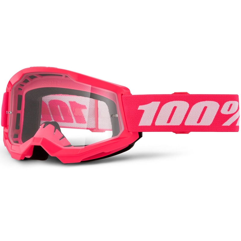 Motocross-briller 100% STRATA 2 NYE pink med klar plexiglas