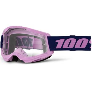 Motocrossbriller 100% STRATA 2 NYE lilla med klar plexiglas