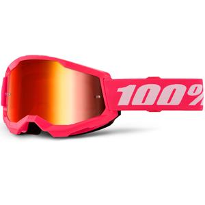 Motocross-briller 100% STRATA 2 NYE pink med rød plexiglas