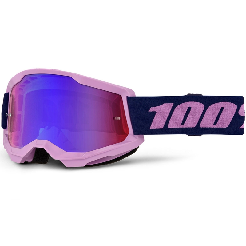 Motocross-briller 100% STRATA 2 NYE lilla med rød-blå plexiglas