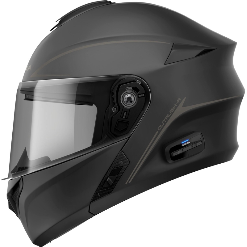Flip-up motorcykelhjelm med headset SENA Outrush R sort mat