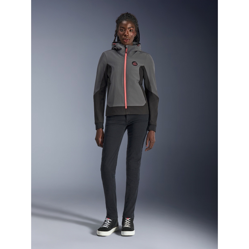 Alpinestars Stella Radium Tech Hoodie dame motorcykeljakke mørkegrå-sort-pink