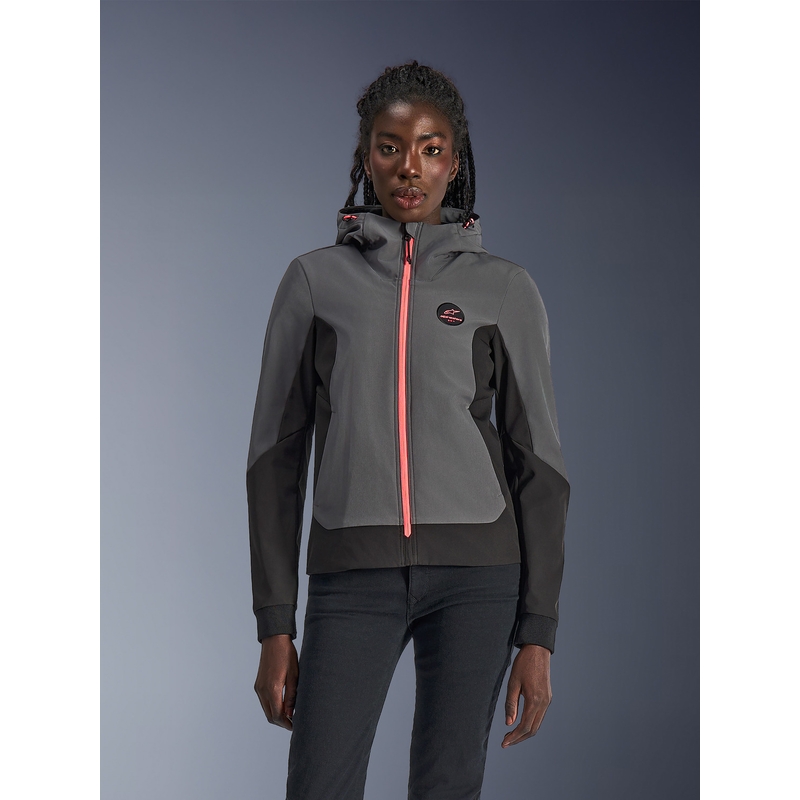 Alpinestars Stella Radium Tech Hoodie dame motorcykeljakke mørkegrå-sort-pink