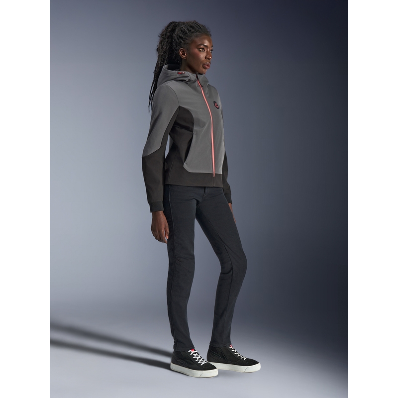 Alpinestars Stella Radium Tech Hoodie dame motorcykeljakke mørkegrå-sort-pink