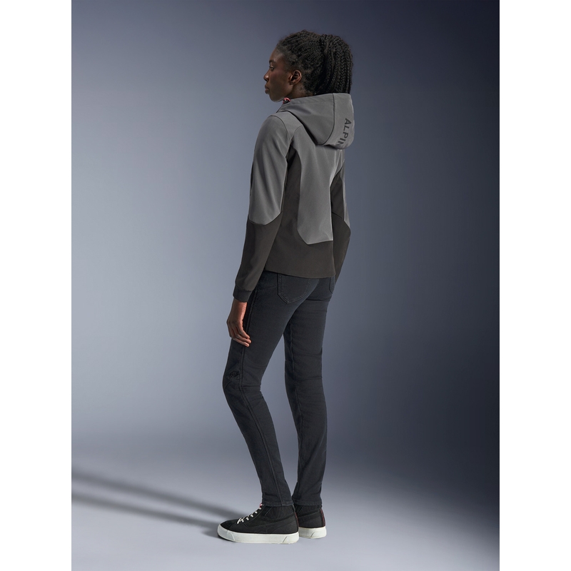 Alpinestars Stella Radium Tech Hoodie dame motorcykeljakke mørkegrå-sort-pink