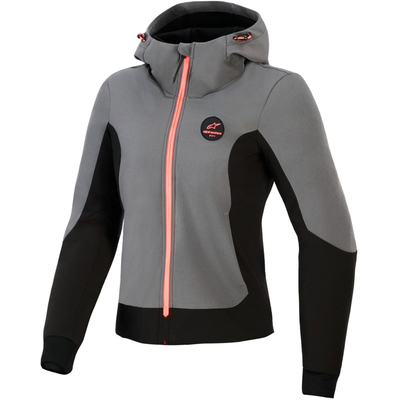 Alpinestars Stella Radium Tech Hoodie dame motorcykeljakke mørkegrå-sort-pink