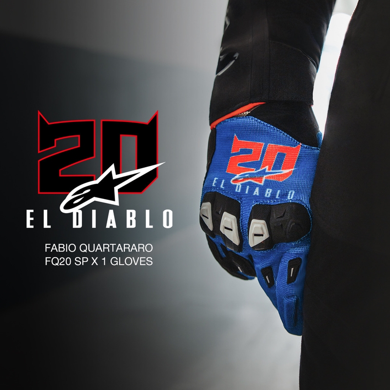 Alpinestars SP X 1 FQ20 motorcykelhandsker kollektion blå-sort-fluo rød