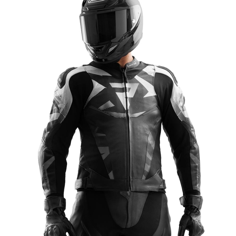 Rebelhorn Inferno læder motorcykeljakke sort/hvid