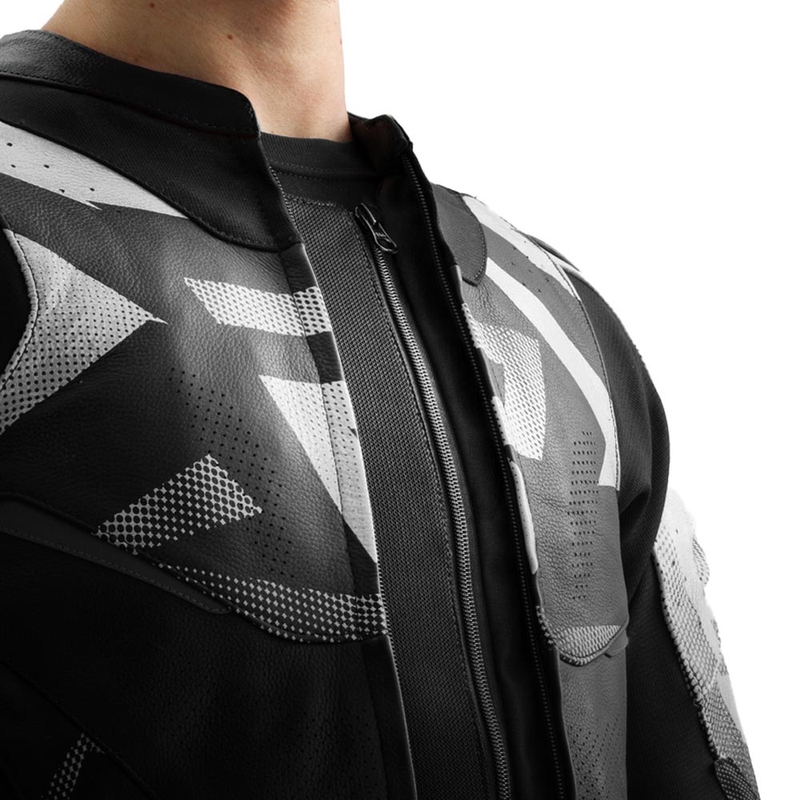 Rebelhorn Inferno læder motorcykeljakke sort/hvid