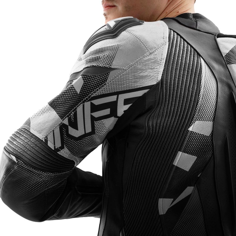 Rebelhorn Inferno læder motorcykeljakke sort/hvid