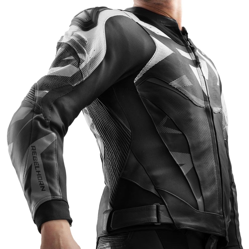 Rebelhorn Inferno læder motorcykeljakke sort/hvid