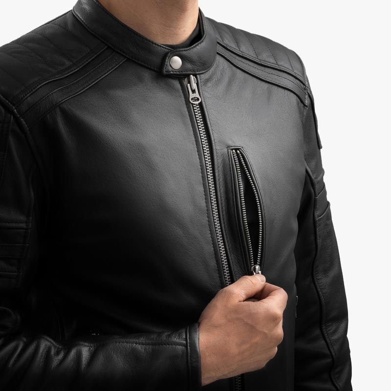 Ozone Colt læder motorcykeljakke sort