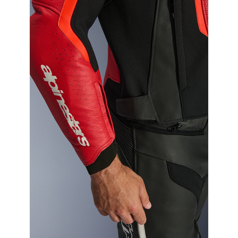 Alpinestars GP Force V2 Airflow læder motorcykeljakke fluo rød-sort-hvid