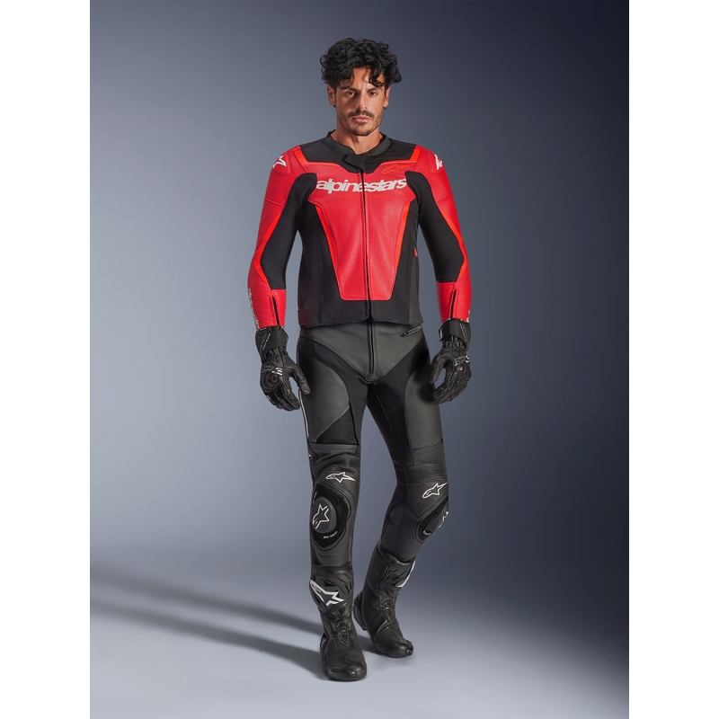 Alpinestars GP Force V2 Airflow læder motorcykeljakke fluo rød-sort-hvid