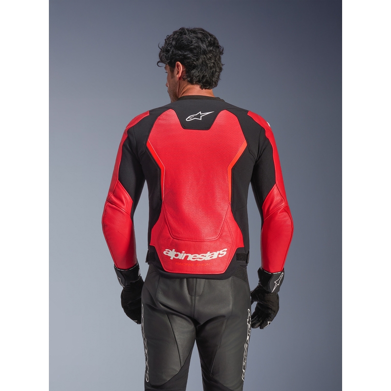 Alpinestars GP Force V2 Airflow læder motorcykeljakke fluo rød-sort-hvid