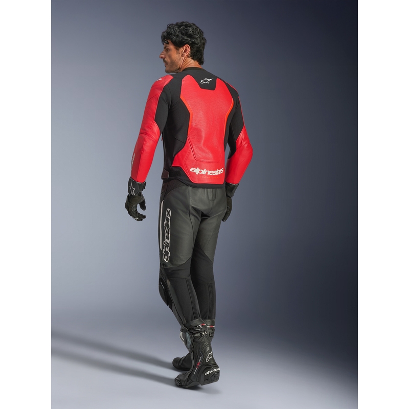 Alpinestars GP Force V2 Airflow læder motorcykeljakke fluo rød-sort-hvid
