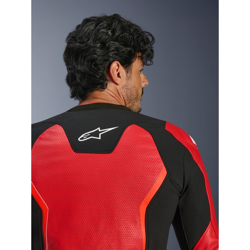Alpinestars GP Force V2 Airflow læder motorcykeljakke fluo rød-sort-hvid