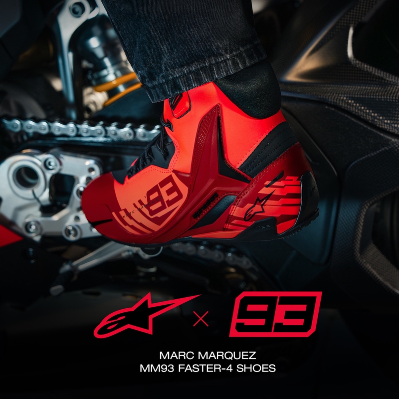 Alpinestars Faster-4 MM93 motorcykelstøvler, fluo kollektion, rød-rød-sort