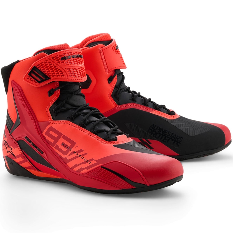 Alpinestars Faster-4 MM93 motorcykelstøvler, fluo kollektion, rød-rød-sort