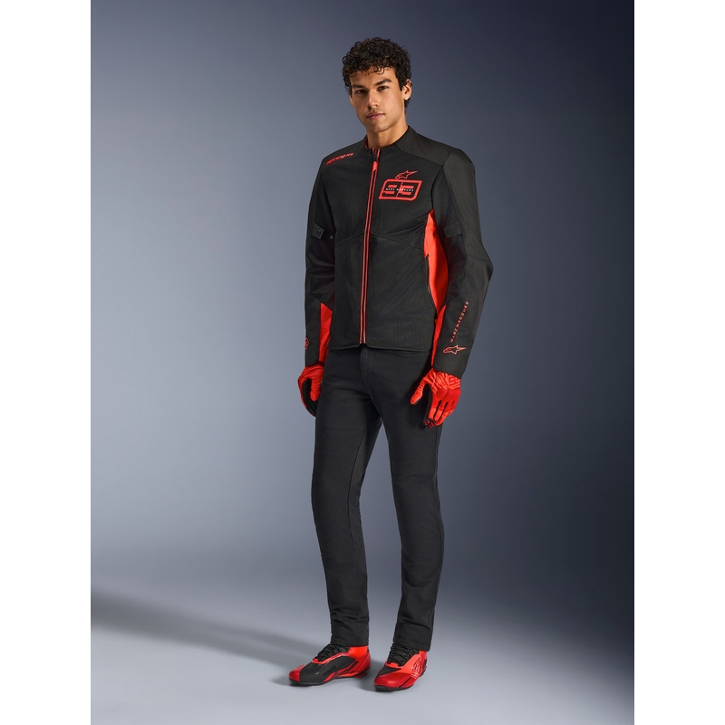 Alpinestars C-1 AIR MM93 motorcykeljakke, fluo kollektion, rød-rød-sort
