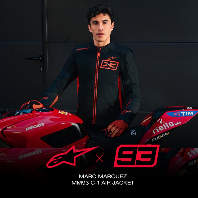 Alpinestars C-1 AIR MM93 motorcykeljakke, fluo kollektion, rød-rød-sort