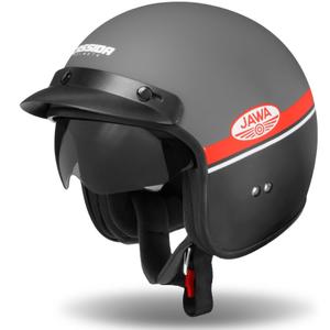 Åben motorcykelhjelm Cassida Oxygen Jawa OHC grå-rød-sort-hvid - II. kvalitet