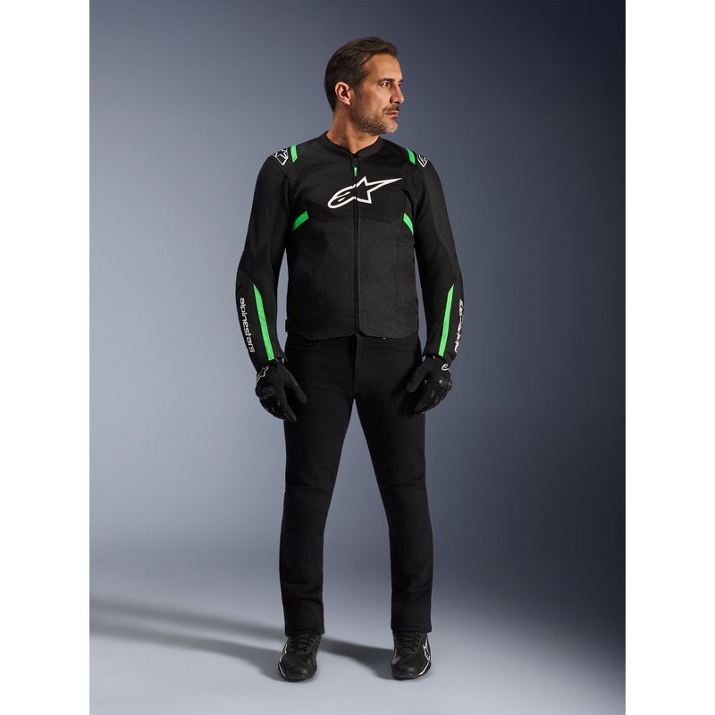 Alpinestars T-SPS Air V2 motorcykeljakke sort-fluo grøn