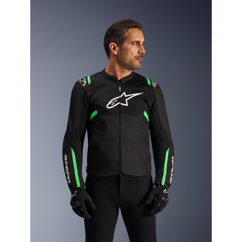 Alpinestars T-SPS Air V2 motorcykeljakke sort-fluo grøn