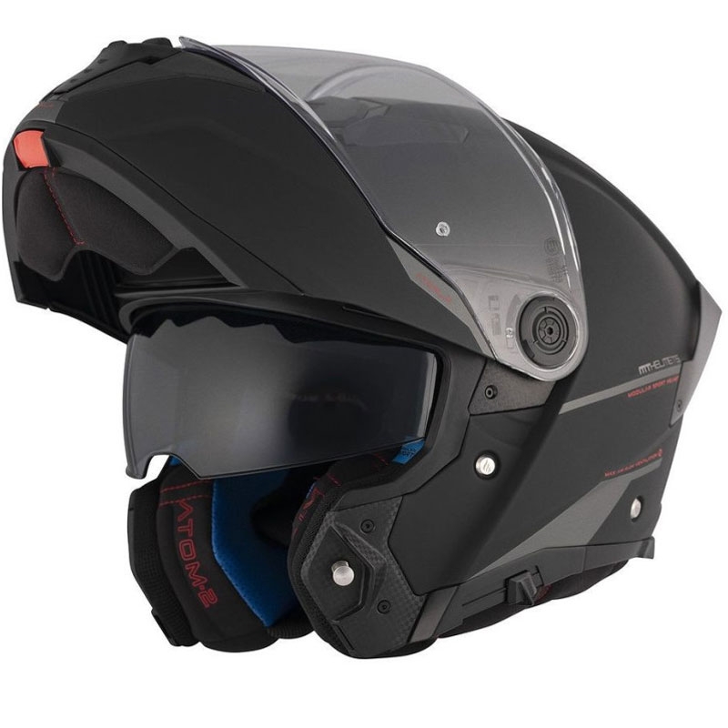Flip-up motorcykelhjelm MT ATOM 2 SV SOLID A1 sort mat - II. kvalitet