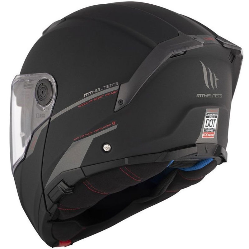 Flip-up motorcykelhjelm MT ATOM 2 SV SOLID A1 sort mat - II. kvalitet
